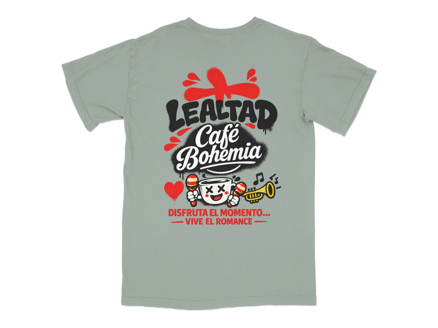 Lealtad Café Bohemia logo with musical instruments and text in Spanish.